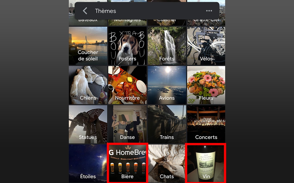 Google Photos bière vin