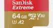 Grosse chute de prix sur la carte mémoire microSDXC SanDisk Extreme 64 Go