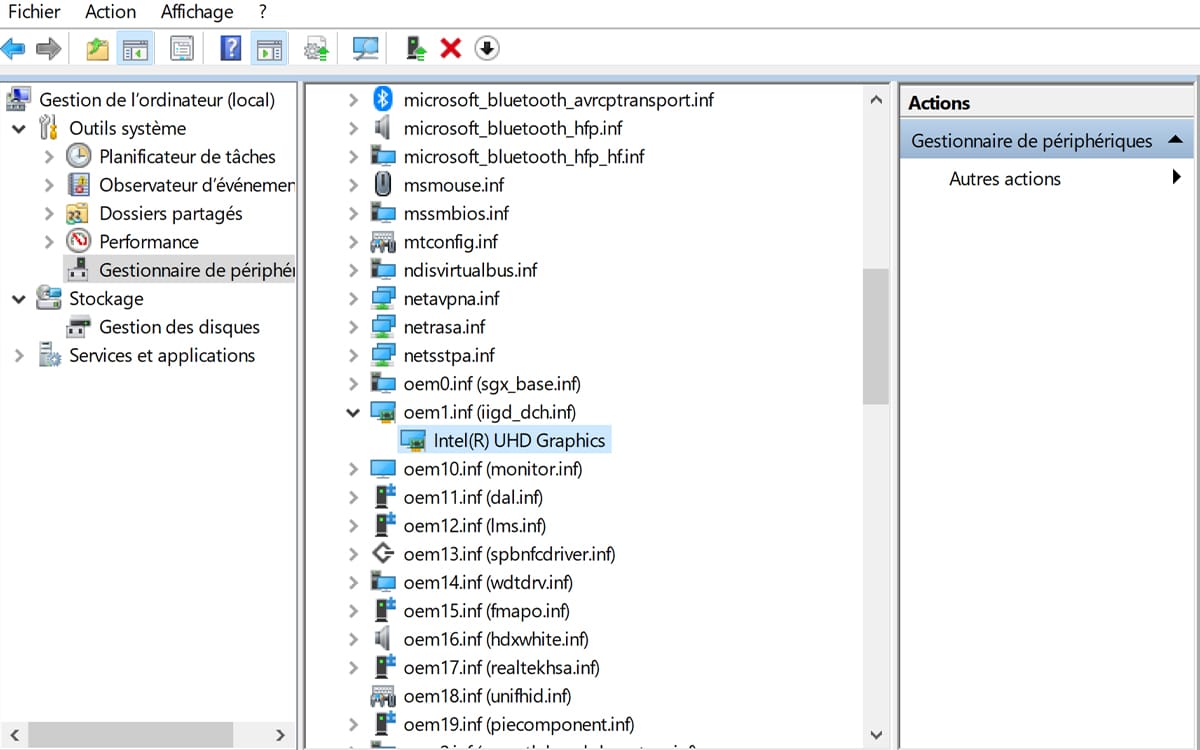 Lista de controladores del Administrador de dispositivos de Windows 10