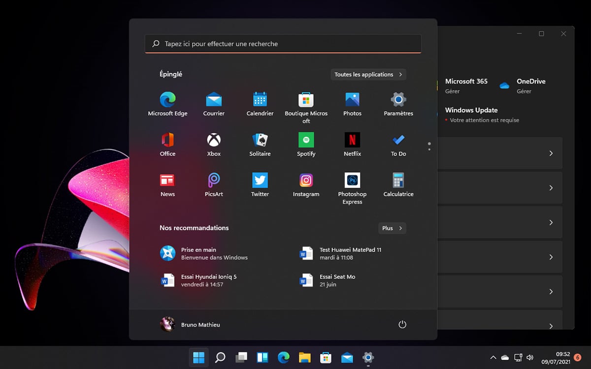 Windows 11 Start menu settings search field