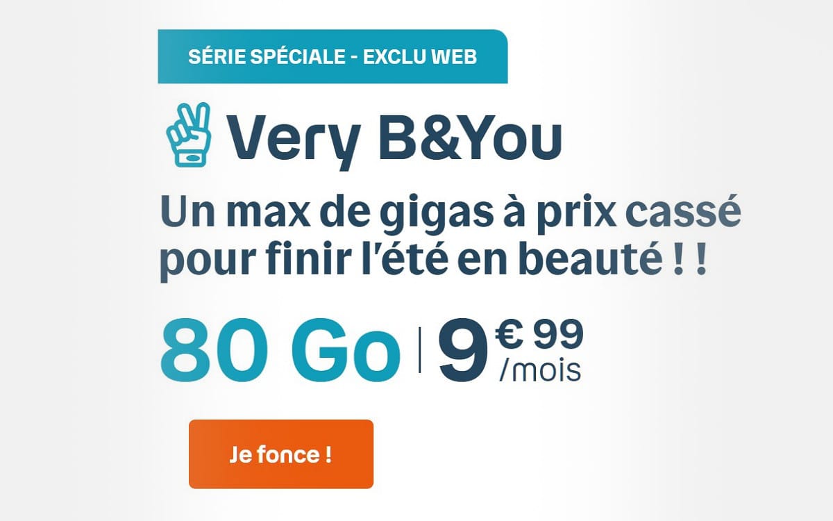 Forfait mobile B&You 80 Go à 9,99 €
