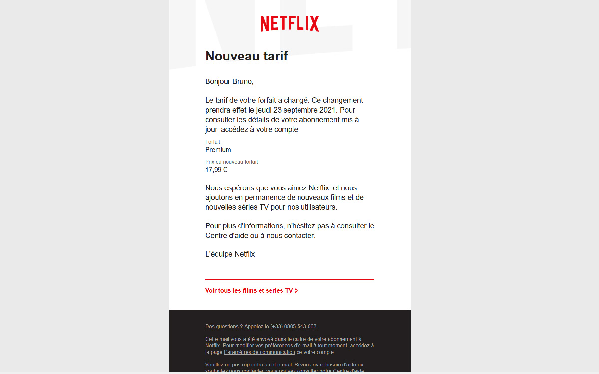 Augmentation Abonnement Netflix