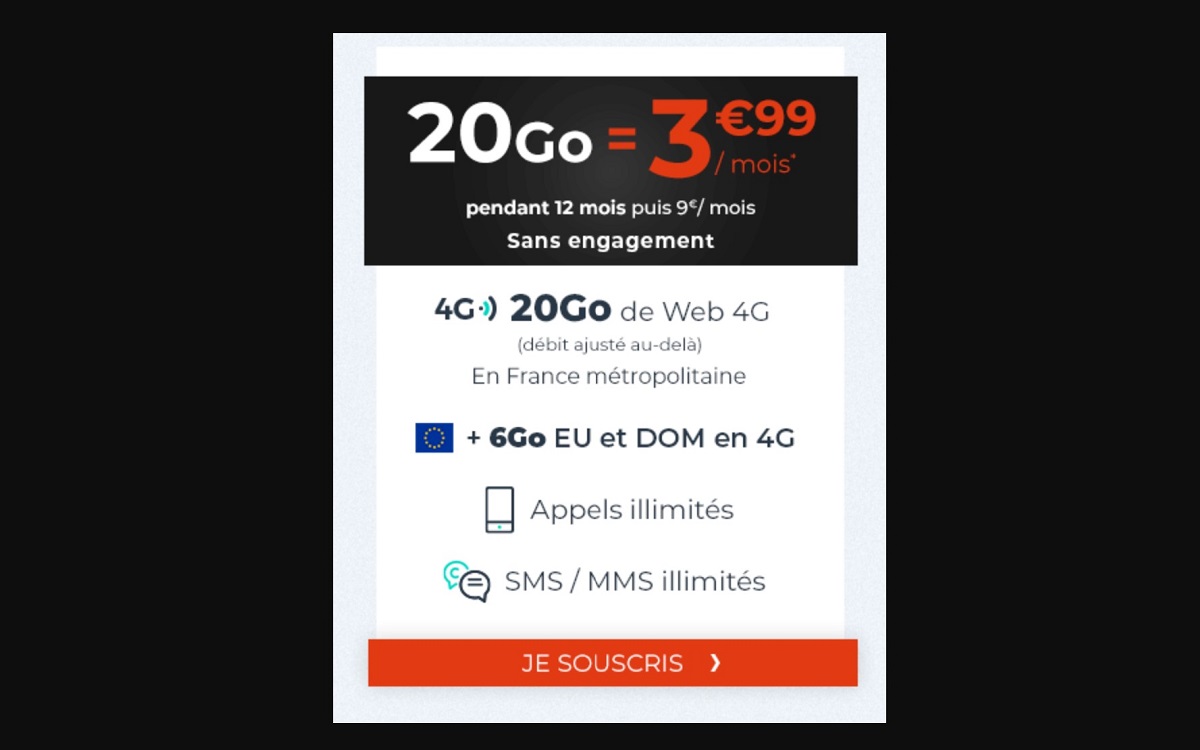 Cdiscount mobile forfait 20 GoBlack Friday