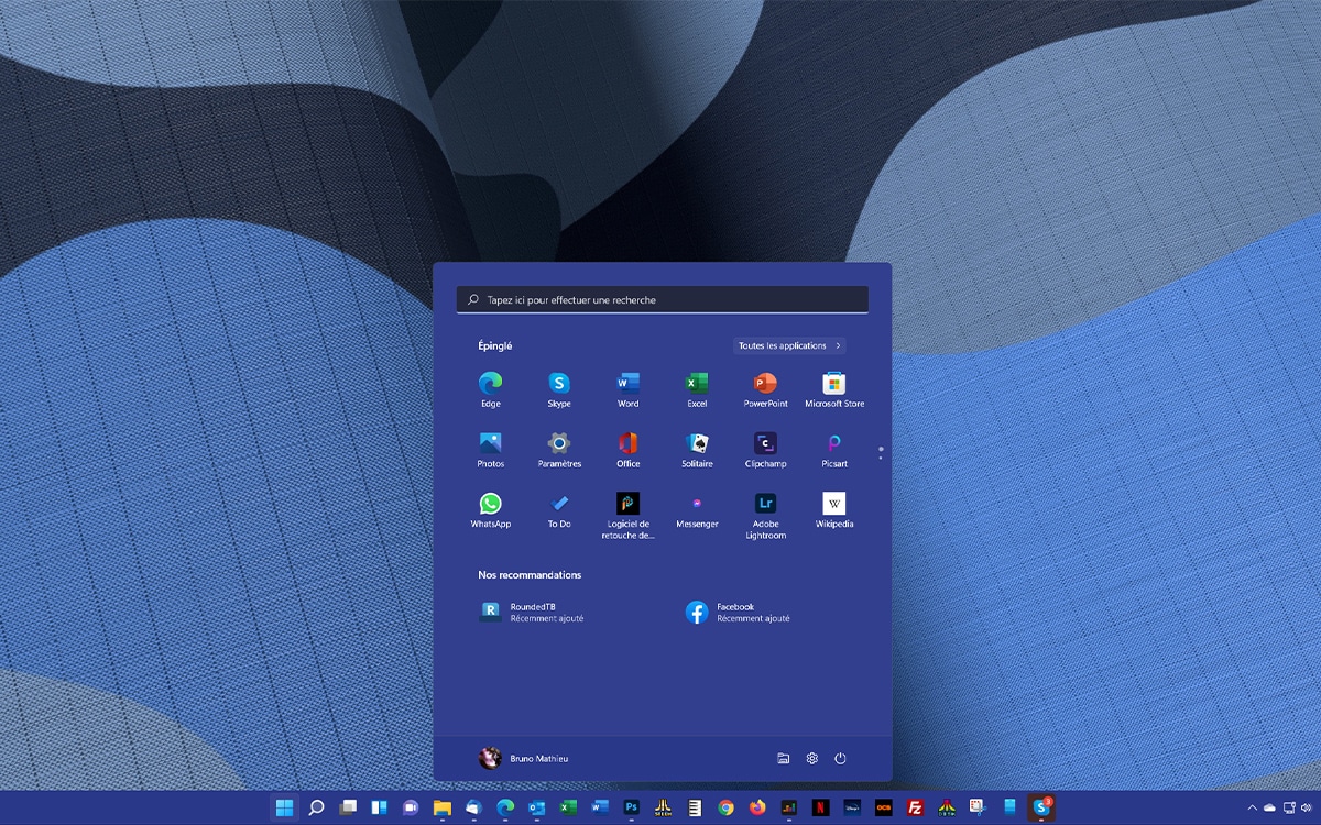 Menú Inicio del escritorio de Windows 11