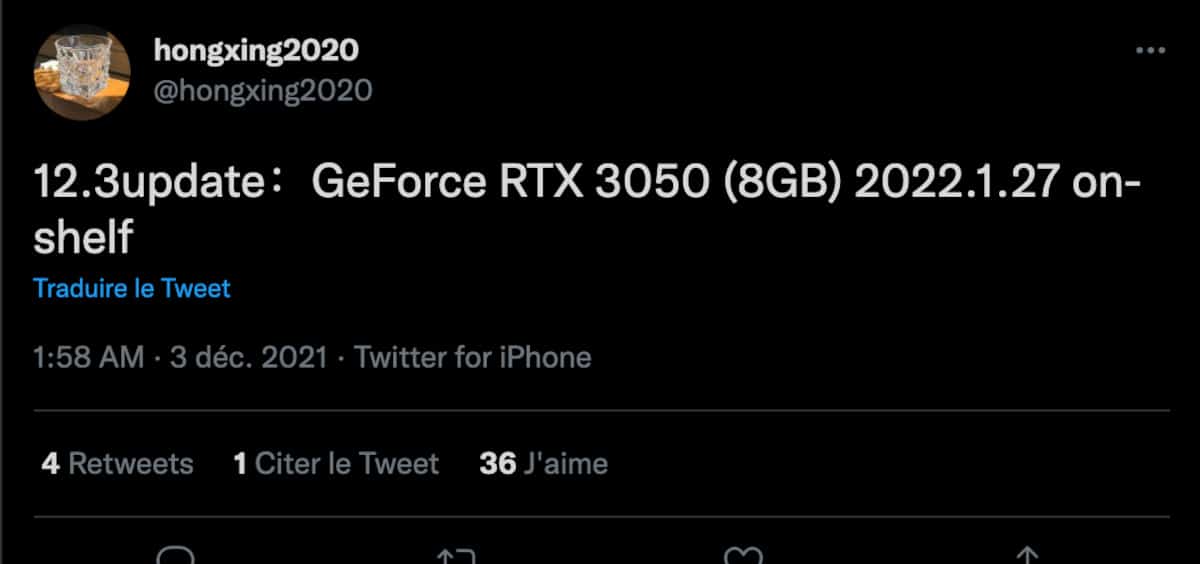 nvidia geforce rtx 3050 rumeur
