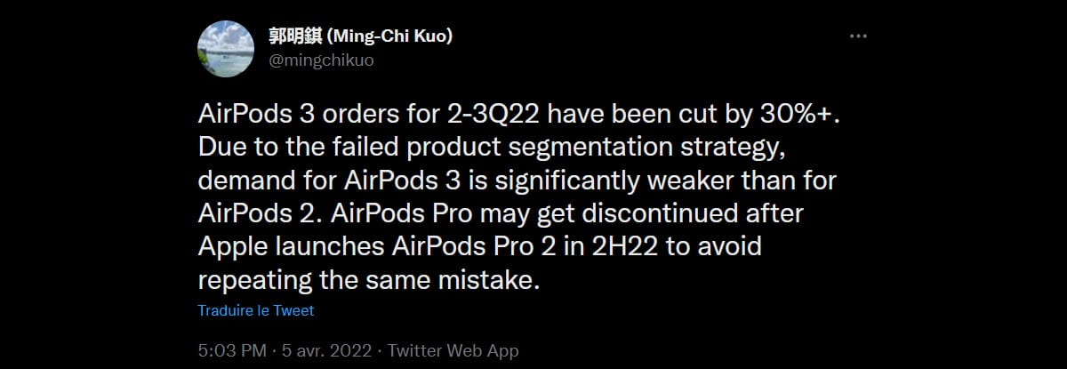 tweet airpods 3 bad sales