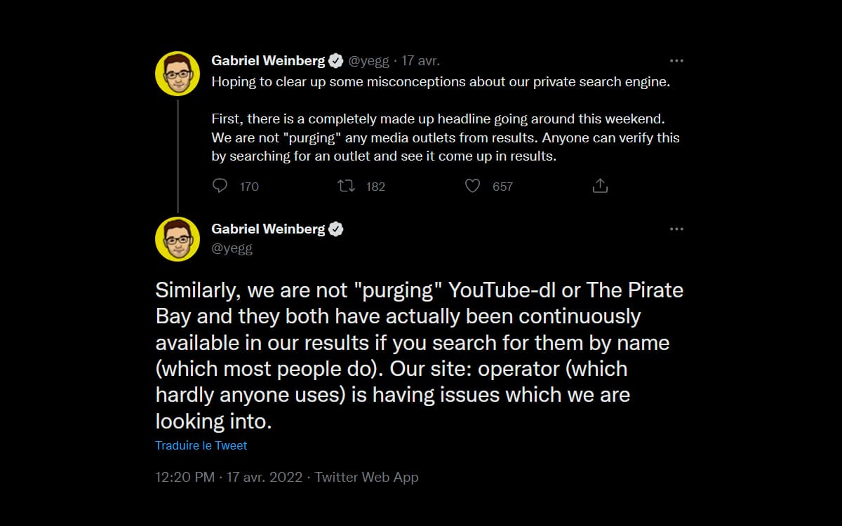 tweet duckduckgo sites pirates