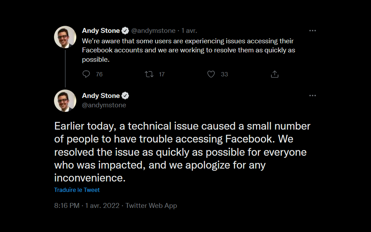 tweet facebook blocage comptes