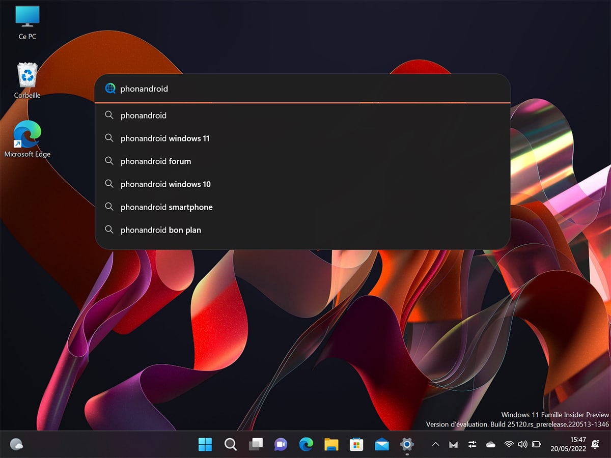 Windows 11 : comment ajouter la barre de recherche sur votre Bureau