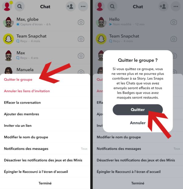 creer groupe snapchat
