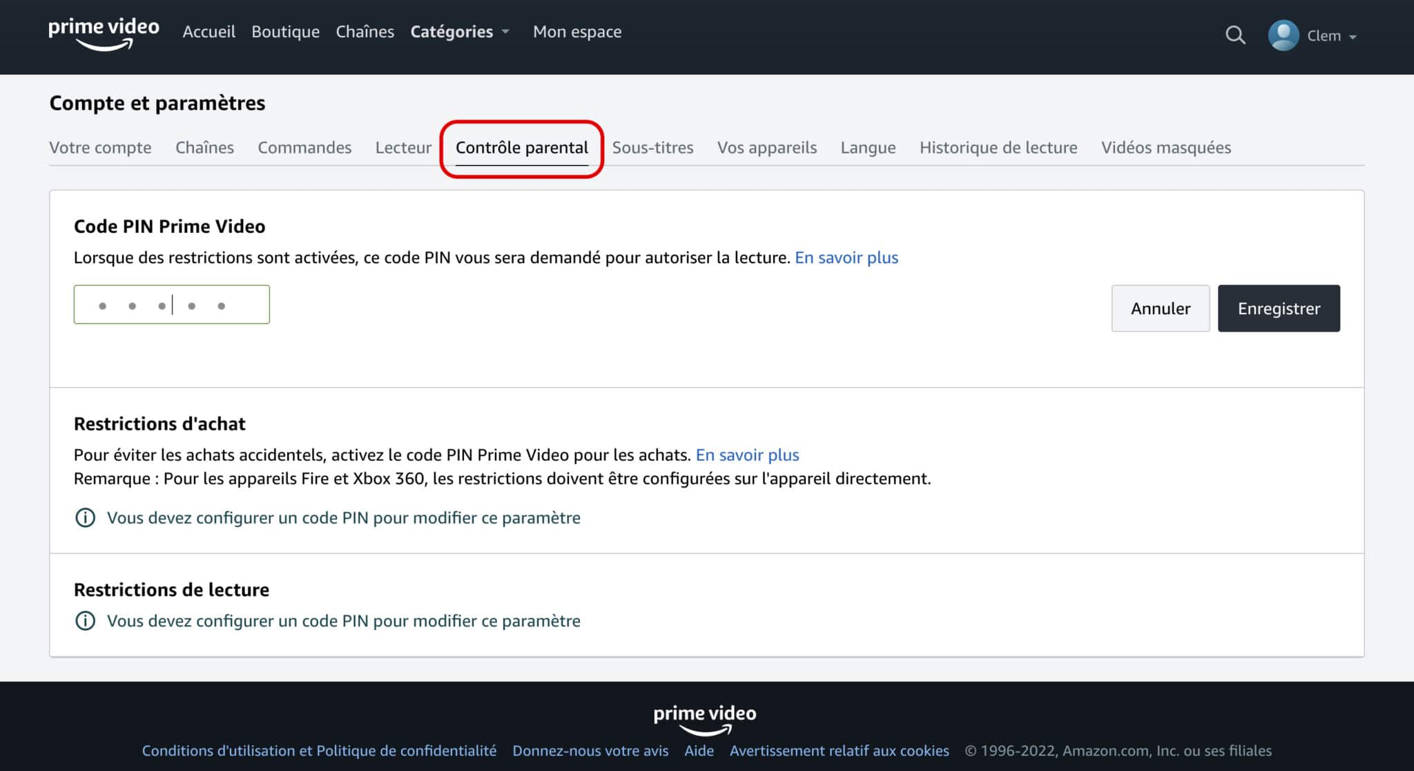 comment enlever le contrôle parental sur amazon prime