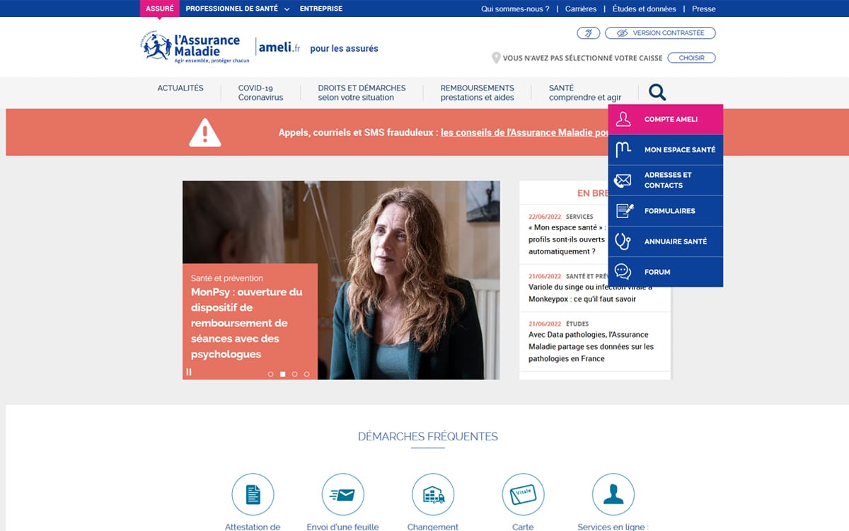 Ameli : le site de l'Assurance Maladie s'est fait pirater, les données d'un million de Français en vente