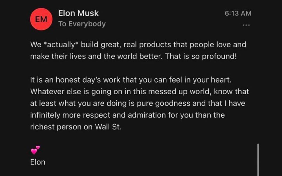 Elon Musk statement love employees