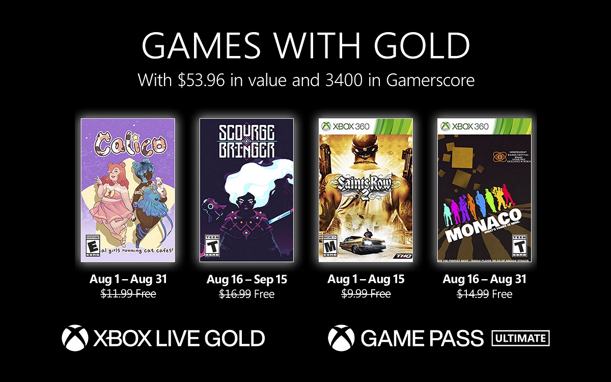 Xbox Games with Gold voici les jeux gratuits d’août 2022