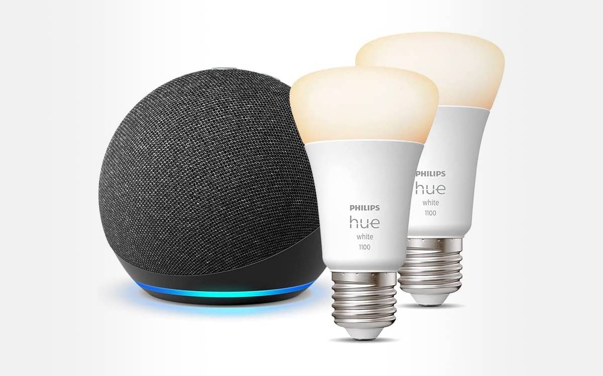 pack Echo Dot 4 + 2 ampoules Philips Hue White