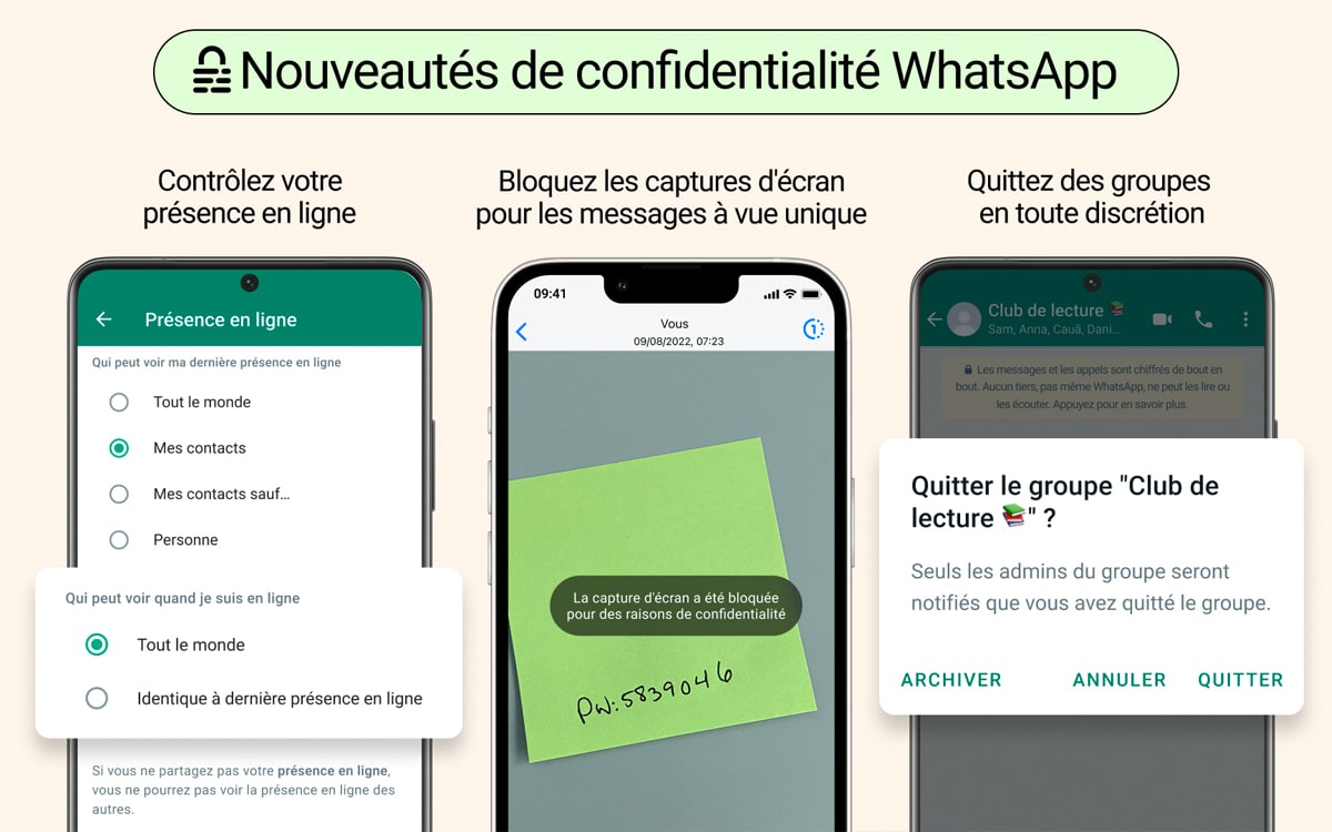 WhatsApp quitter groupe