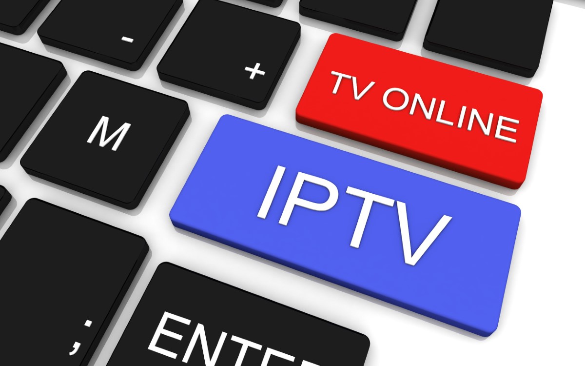 TV Online and IPTV keys on a keyboard 