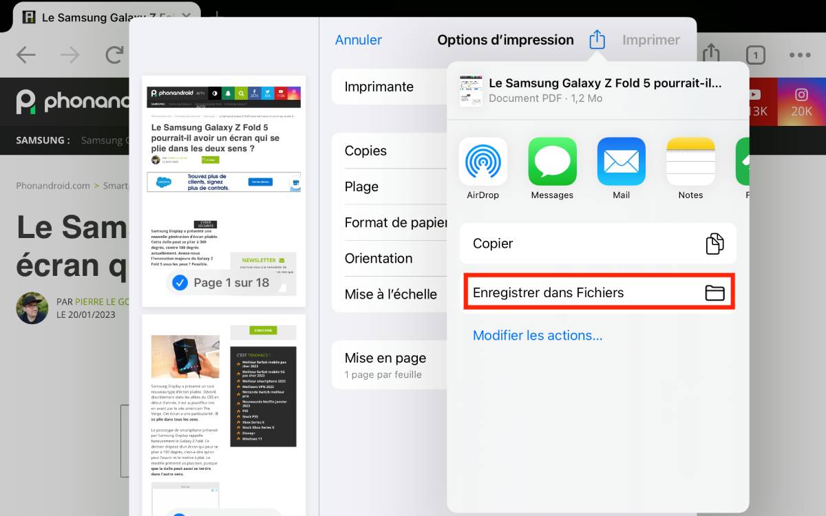 enregistrer PDF iOS