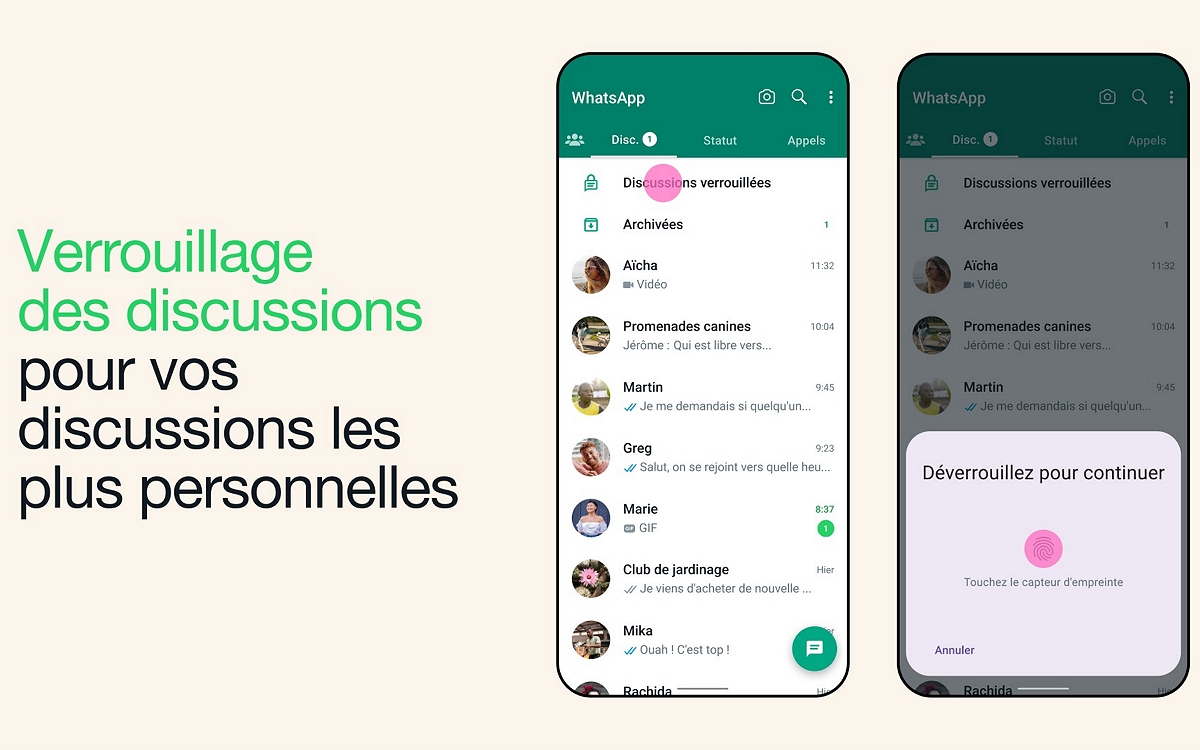 WhatsApp verrouillage