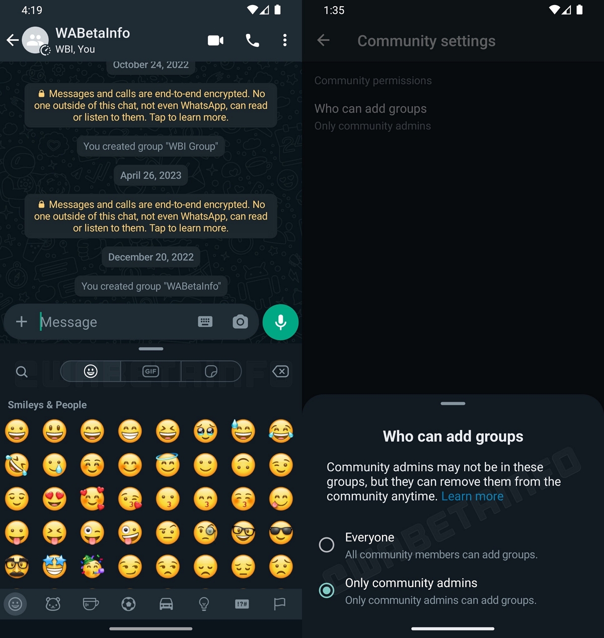 WhatsApp clavier emoji