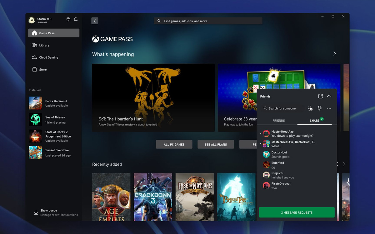 xbox game pass maj appli pc